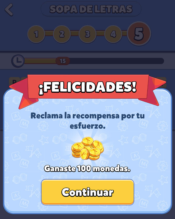 100 monedas si superas todos los niveles